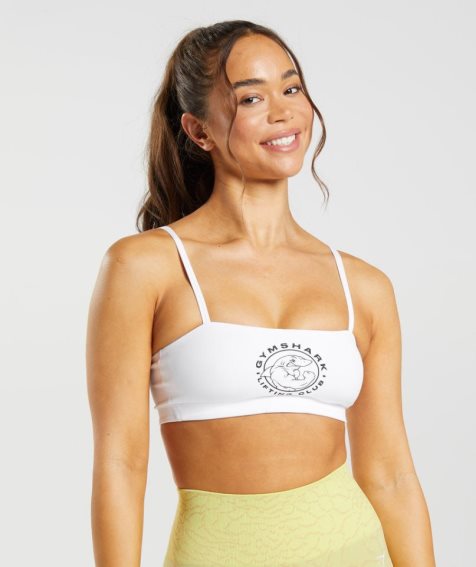 Women's Gymshark Legacy Bandeau Sports Bra White | NZ 6AGPHU